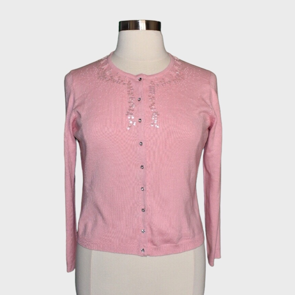 NWT Worthington Petite Embellished Sequin Beaded Button Front Cardigan